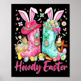 Hallo western paashaas coquette cowboylaarzen poster