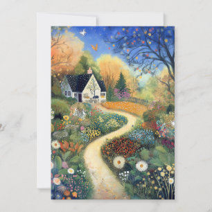 Hallo Whimsical Country Cottage Scene Kaart