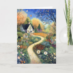 Hallo Whimsical Country Cottage Scene Kaart