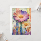 Hallo Whimsical Eigenzinnige Vrolijke Bloemen Kaart (Voorkant / Achterkant in situ)