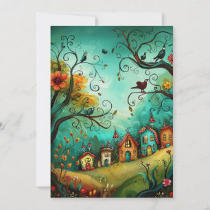 Hallo Whimsical huizen illustratie stijl Kaart