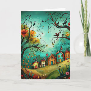 Hallo Whimsical huizen illustratie stijl Kaart
