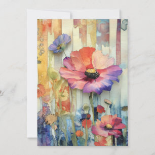 Hallo Whimsical Quirky Poppy Type Bloemen Kaart
