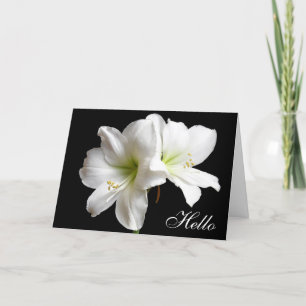 hallo White Lily Flower Wenskaart op zwart Kaart