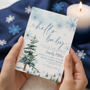 Hallo Winter Baby, Winterblauw Baby shower Kaart