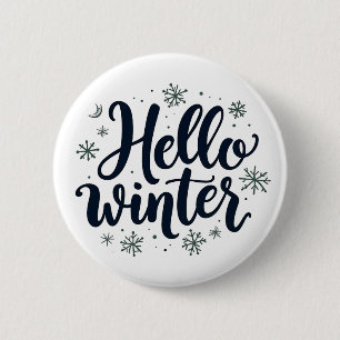 Hallo Winter Christmas Snowflake Winterseizoen Ronde Button 5,7 Cm