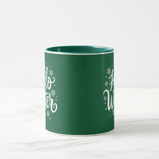 Hallo Winter Elegante Kerst Twee Tone Koffie Mok (Midden)