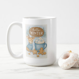 Hallo Winter.Gezellig rendier, warme cacao, peperk Koffiemok