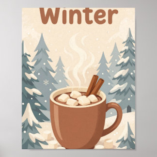 Hallo Winter — Gezellige warme cacaokopjes Kunst Poster