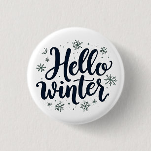 Hallo Winter Kerst Sneeuwvlok Winter Seizoen  Ronde Button 3,2 Cm