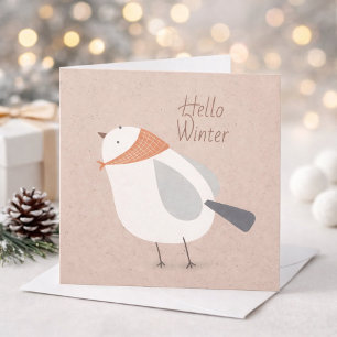 Hallo Winter Mooie Vogel Illustratie Wenskaart Feestdagenkaart