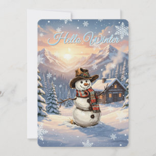 Hallo Winter Sneeuwman Gepersonaliseerde Tekst Kaart