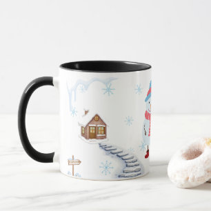 Hallo Winter Sneeuwman Mok • Cozy Sneeuwlandschap