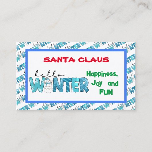 hallo Winter Snowman Customize Visitekaartje (Voorkant)