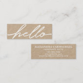 Hallo Witte Script Typografie Kraft Visitekaartje (Voorkant / Achterkant)