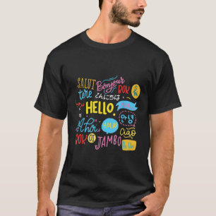 hallo Word in verschillende talen Reis en Teach T-shirt