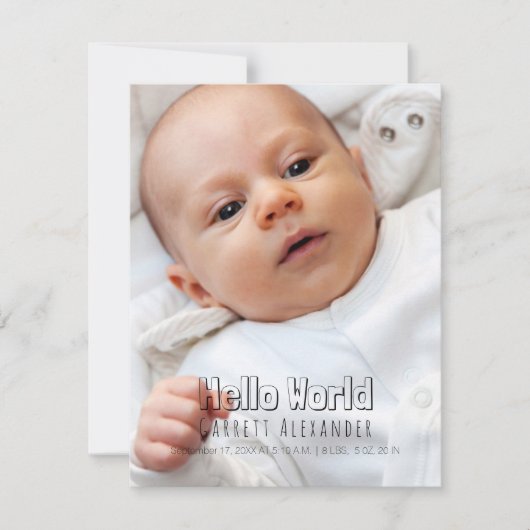 hallo World Birth Annoucement Aankondiging (Voorkant)