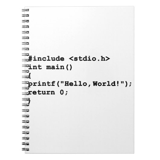 hallo World C Programmeertaal Codering Notitieboek (Voorkant)