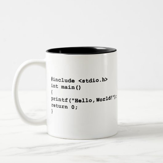 hallo World C Programmeertaal Codering Tweekleurige Koffiemok (Links)