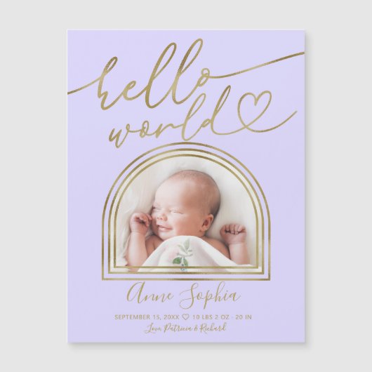 hallo World Chic Arch Lijst Geboorteaankondiging (Voorkant)