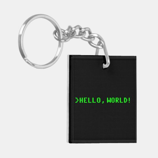 hallo World Computer Programming Sleutelhanger (Voorkant Links)