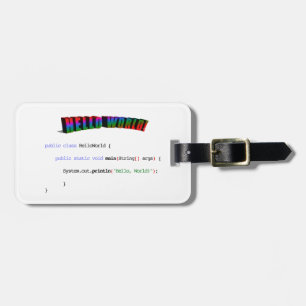 hallo World geek greTING Java Bagagelabel