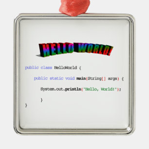 hallo World geek greTING Java Metalen Ornament
