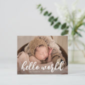 HALLO WORLD | vetgedrukte geboorteaankondiging Briefkaart (Staand voorkant)