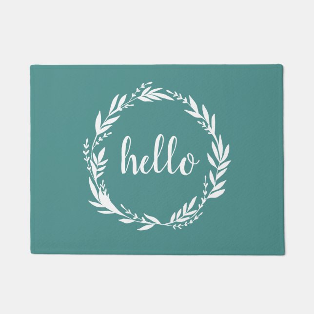 hallo Wreath Farmhouse Turquoise Deurmat (Voorkant)