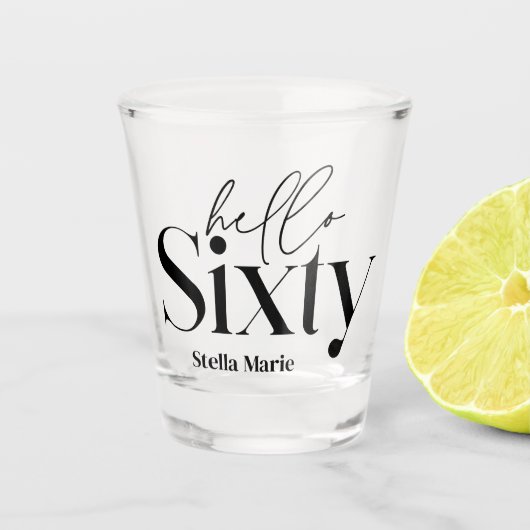 Hallo Xty moderne minimale elegante 60ste verjaard Shot Glas (Voorkant)