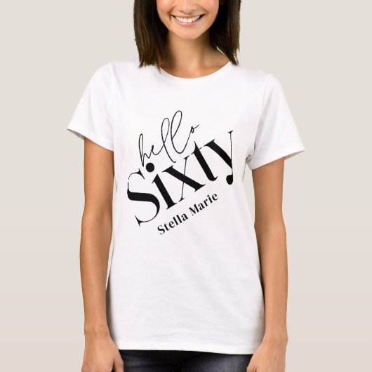 Hallo Xty moderne minimale elegante 60ste verjaard T-shirt (Voorkant)