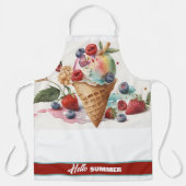 Hallo Yummy Ice Cream Cone met Fruit, Schort (Voorkant)