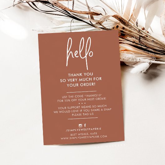 HALLO ZAKELIJK DANK U moderne inkt Bedankkaart