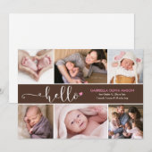 hallo Zes Foto Collage Birth koninklijke aankondig Aankondiging (Voorkant / Achterkant)