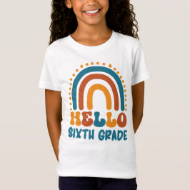 Hallo Zesde Grade Retro stijl boho regenboog T-shirt