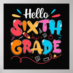 Hallo Zesde klas Doodle Poster