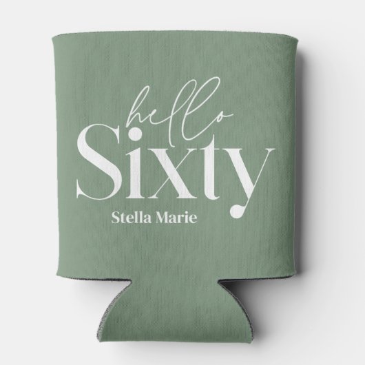 Hallo Zestig Sage Groen Moderne Unieke Typografie Blikjeskoeler (Achterkant)