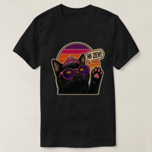 Hallo Zev! Retro Zwarte Kat Prinses die Zonnebril T-shirt