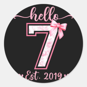 Hallo zeven est 2019 7e verjaardag meisje coquette ronde sticker