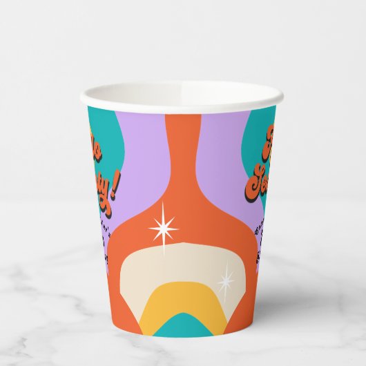 Hallo Zeventig Groovy 70's Verjaardagsfeest Papieren Bekers (Links)
