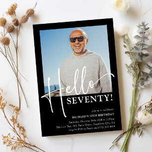 Hallo ZEVENTIG! Minimaal 70ste verjaardagsfeestje Kaart