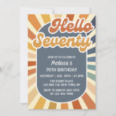 Hallo Zeventig Retro Sun Groovy Wave 70e verjaarda Kaart (Voorkant)