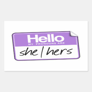 hallo zijn mijn uitspraken: Zij Hers Rechthoekige Sticker