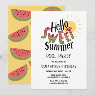 Hallo Zoete Summer Watermeloen Zwembad Feest Verja Kaart