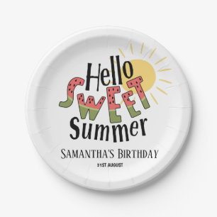 Hallo Zoete Summer Watermeloen Zwembad Feest Verja Papieren Bordje
