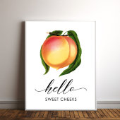 Hallo Zoete wangen perzik badkamer kunst Poster