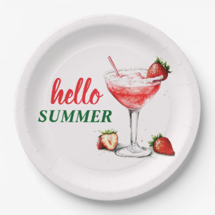 Hallo Zomer Aardbeiencocktail Papieren Bord
