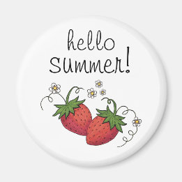 "Hallo Zomer" Aardbeimagneet Magneet