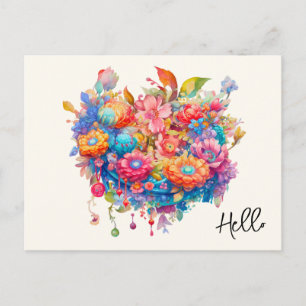 Hallo Zomer Bloem Boeket Whimsical Boho Briefkaart
