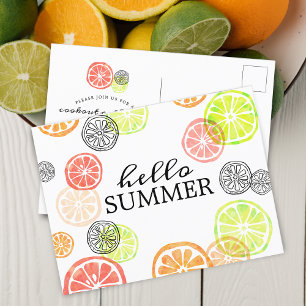 Hallo Zomer Citrus Kookout Samenkomst Uitnodiging Briefkaart